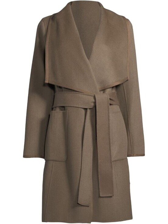 Diane Von Furstenberg Jackets & Blazers - Diane Von Furstenberg Jenna Belted Reversible Wool Coat Beige Sand M